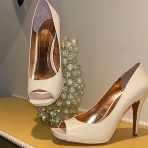 Elegant White Peep-Toe Heels